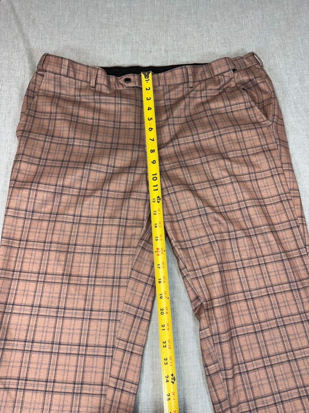 Men's Cloudstyle Plaid Suit Set 2 pcs. Dark Khaki Plaid Slim Formal Sz XXL - Picture 6 of 11